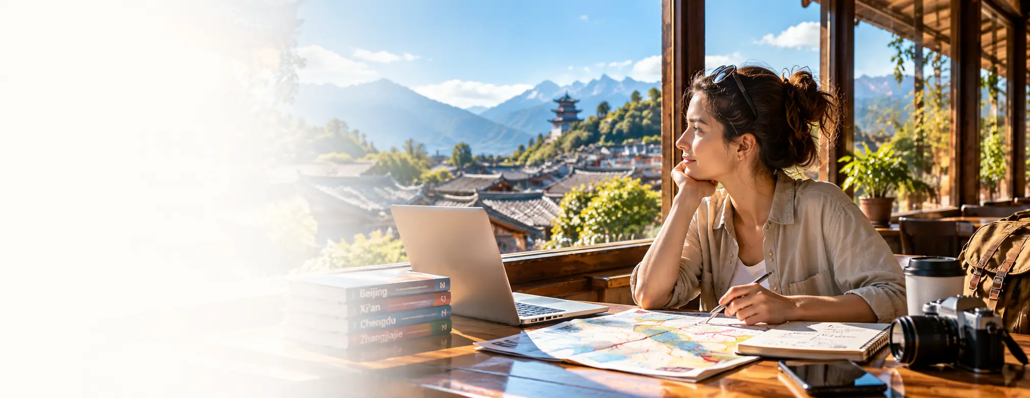Traveler reviewing a China trip itinerary